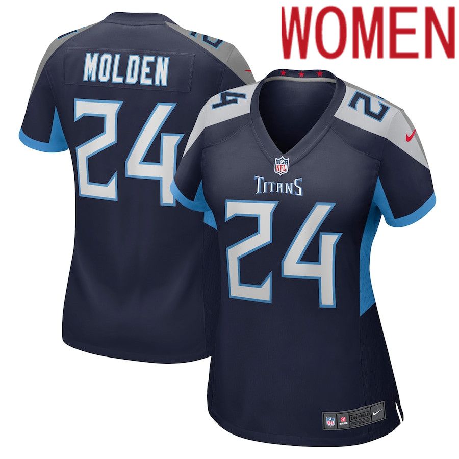 Women Tennessee Titans #24 Elijah Molden Nike Navy Game NFL Jersey->women nfl jersey->Women Jersey